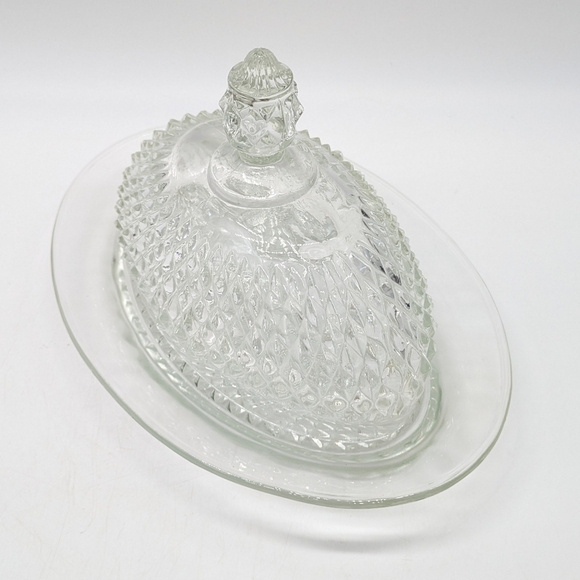 Vintage Indiana Glass diamond point butter dish - Picture 5 of 9